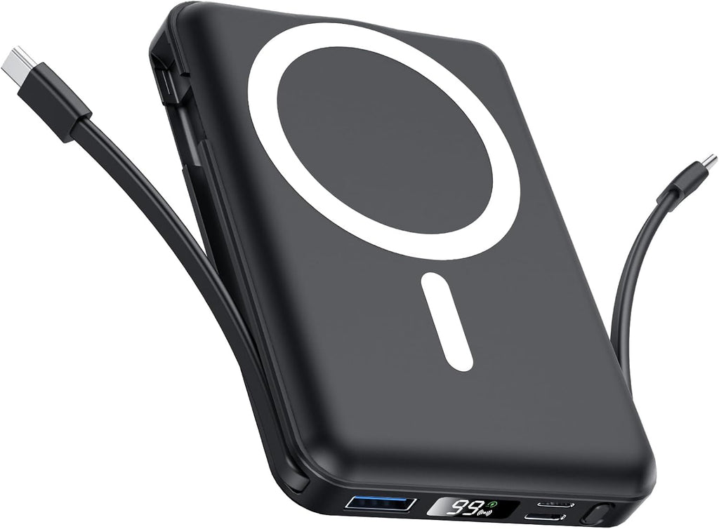 For Magsafe Power Bank, 10000Mah Magnetic Power Bank with USB-C Cable and PD 20W USB C Fast Charging LED Display, Wireless Portable Charger for Iphone 17/16/15/14/13/12/Pro/Pro Max