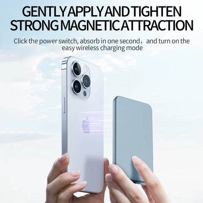 New Ultra Thin Alloy Powerbank Magnetic Power Bank Wireless Fast Charger for Iphone 16 15 14 13 12 Backup Battery for Magsafe